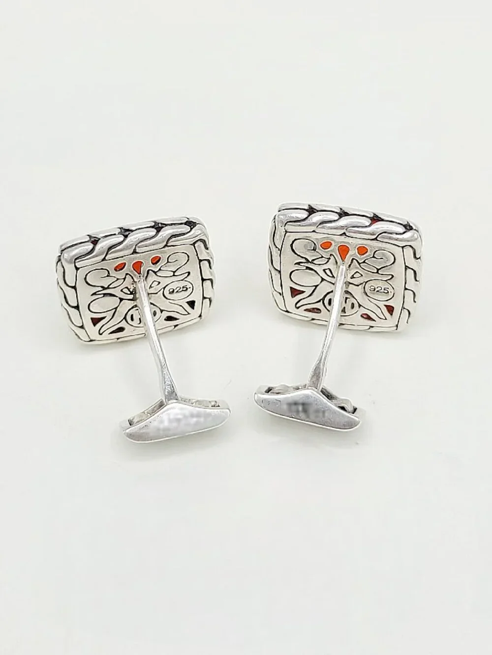 John Hardy Classic Chain Cufflinks in Sterling Silver w/ Carnelian - RARE